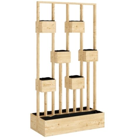 Fioriera rialzata 90x45x170 cm legno, con griglia, cassetta piante, vaso, balcone giardino
