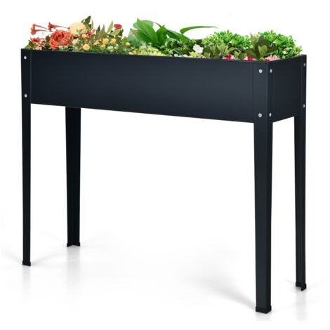 Fioriera rialzata con 2 fori di drenaggio per frutta verdura fiori, Fioriera galvanizzata per interno ed esterno Grigio scuro