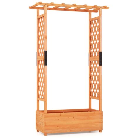 Fioriera rialzata con grigliato pergolato fori di drenaggio, Aiuola verticale per piante rampicanti Arancione 110x44x182cm