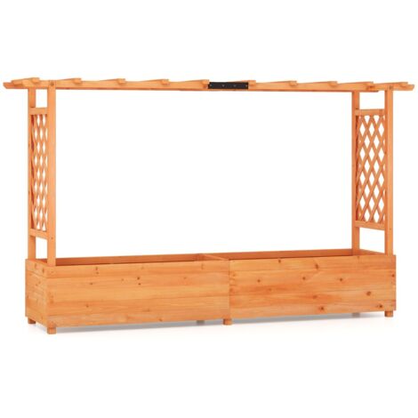 Fioriera rialzata con grigliato pergolato fori di drenaggio, Aiuola verticale per piante rampicanti Arancione 200x44x114cm