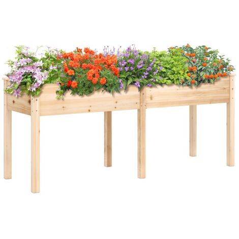 Fioriera rialzata con pannello divisore fori di drenaggio per giardinaggio per giardino Fioriera da giardino rialzata balcone Naturale