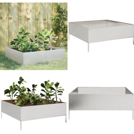 Fioriera Rialzata da Giardino 100x100x25 cm in Acciaio Inox - Fioriera rialzata - Fioriera in acciaio inox