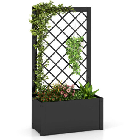 Fioriera rialzata da giardino 63 x 31 x 112 cm struttura robusta pratico traliccio stile contemporaneo metallo nero 200012188