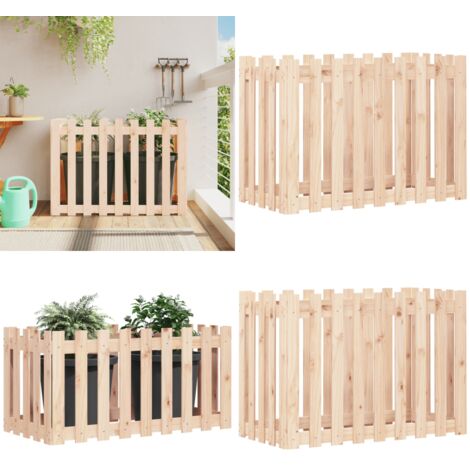 Fioriera Rialzata da Giardino a Recinzione 100x50x50 cm in Pino - Fioriera in legno - Fioriera rialzata