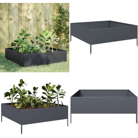 Fioriera Rialzata da Giardino Antracite 100x100x25 cm Acciaio - Letto rialzato - Fioriera in acciaio