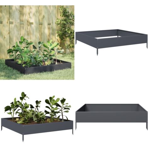 Fioriera Rialzata da Giardino Antracite 100x100x26 cm Acciaio - Letto rialzato - Fioriera in acciaio