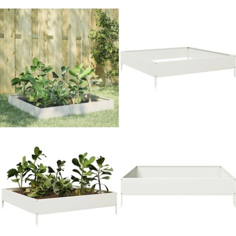 Fioriera Rialzata da Giardino Bianca 100x100x26 cm in Acciaio - Fioriera rialzata - Fioriera in acciaio