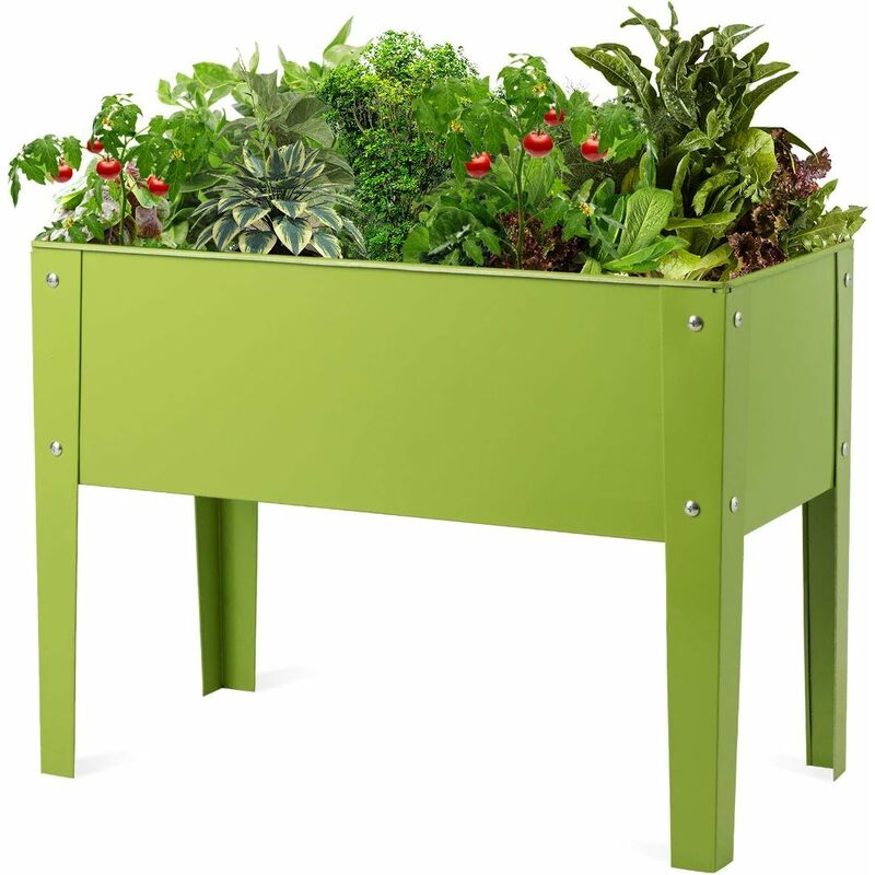 Tidyard Fioriera Rialzata Rettangolare In Acciaio – Vaso Per Piante Da Giardino E Balcone, 114x40x36 Cm, Argento