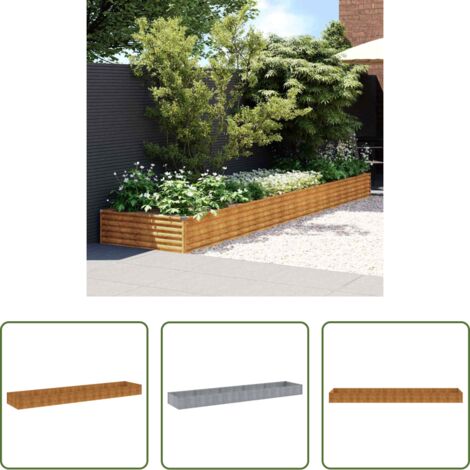 Fioriera rialzata -  Fioriera Rialzata da Giardino 482x100x36 cm in Acciaio Corten