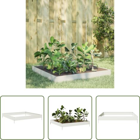 Fioriera rialzata -  Fioriera Rialzata da Giardino Bianca 100x100x18,5 cm in Acciaio