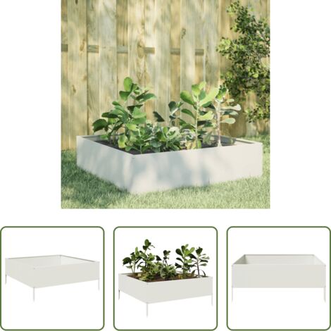 Fioriera rialzata -  Fioriera Rialzata da Giardino Bianca 100x100x25 cm in Acciaio