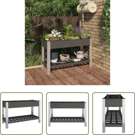 Fioriera rialzata -  Fioriera Rialzata Giardino con Ripiano Grigia 120x50x75 cm WPC
