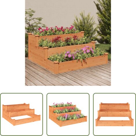 Fioriera rialzata -  Fioriera Rialzata Giardino Marrone 120x120x56 cm Massello Abete