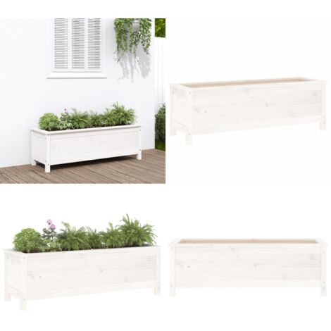 Fioriera Rettangolare Con Auto-irrigazione 17 Litri - Bianca 52x20x19 Cm - Vaso In Plastica Con Serbatoio D'Acqua - 2
