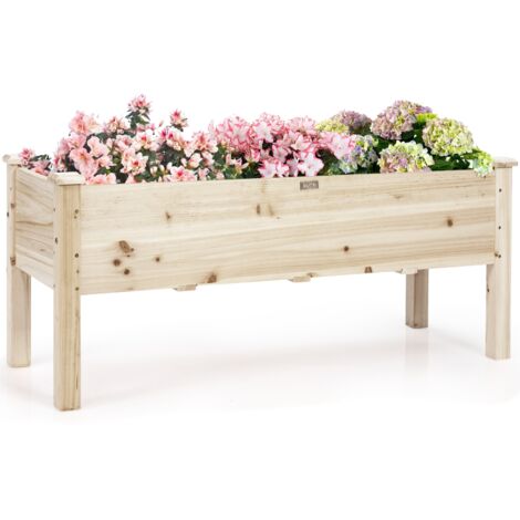Fioriera rialzata in legno di abete, Kit di legno per giardino per verdure erbe e fiori 120x43,5x51cm
