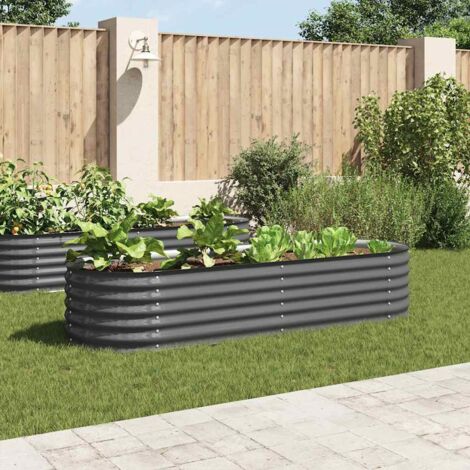 Fioriera rialzata piante fiori giardino 240 x 80 x 44 cm acciaio zincato grigio 020001021
