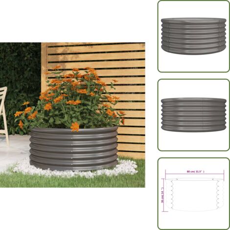 Tymar Set 2 Vasi Per Fiori Rotondi In Polipropilene – Grigio, Diametro 21 Cm – Per Interni/Esterni
