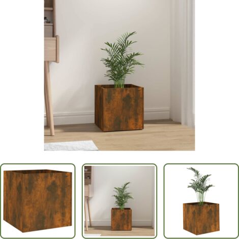 Fioriera rovere -  Fioriera Rovere Fumo 40x40x40 cm in Legno Multistrato