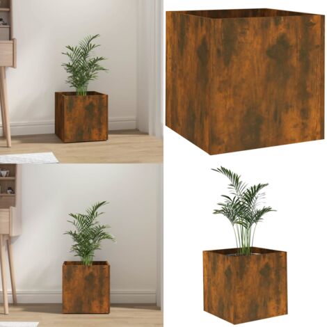 Fioriera Rovere Fumo 40x40x40 cm in Legno Multistrato - Fioriera rovere - Fioriera decorativa