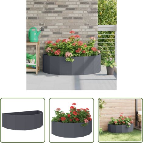 Fioriera semicircolare - Fioriera Antracite 120 x 60 x 35 cm Acciaio