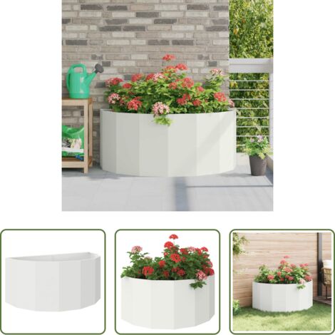 Fioriera semicircolare -  Fioriera Bianco 120 x 60 x 50 cm Acciaio