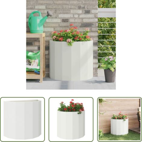 Fioriera semicircolare - Fioriera Bianco 60 x 30 x 50 cm Acciaio
