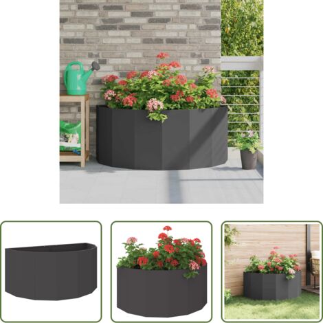 Fioriera semicircolare -  Fioriera Nero 120 x 60 x 50 cm Acciaio