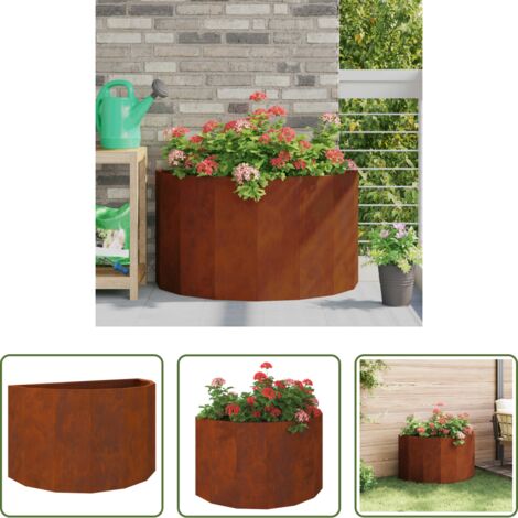 Fioriera semicircolare -  Fioriera Ruggine 90 x 45 x 50 cm