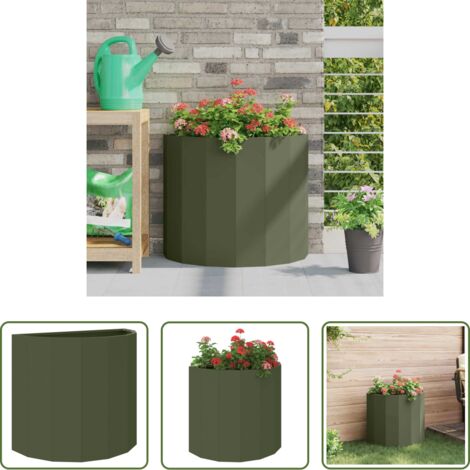 Fioriera semicircolare -  Fioriera Verde oliva 60 x 30 x 50 cm Acciaio