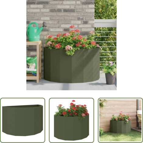 Fioriera semicircolare -  Fioriera Verde oliva 90 x 45 x 50 cm Acciaio