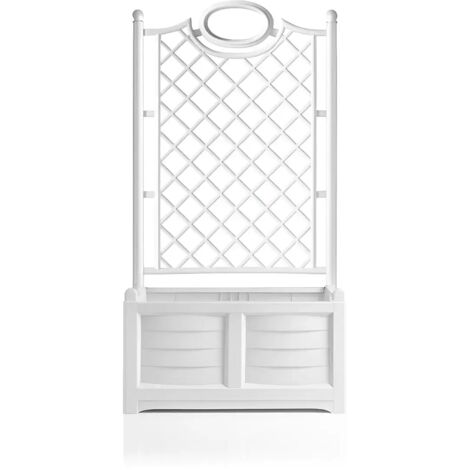 Fioriera Separé Bianco Griglia Effetto Legno 80x42,5 cm da Esterno