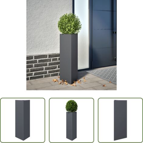 Fioriera triangolare -  Fioriera da Giardino Antracite Triangolare 30x26x75 cm Acciaio