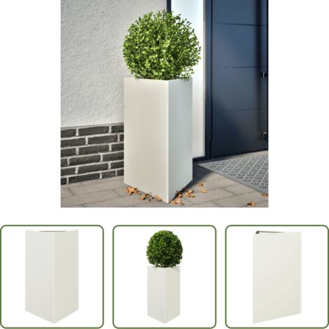 Fioriera triangolare -  Fioriera da Giardino Bianca Triangolare 50x43x75 cm in Acciaio