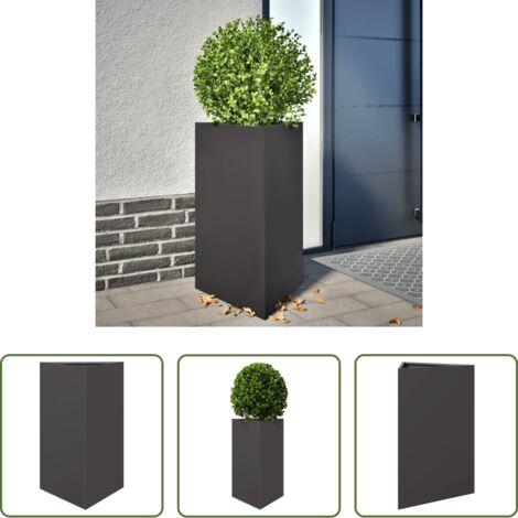 Fioriera triangolare -  Fioriera da Giardino Nera Triangolare 50x43x75 cm in Acciaio