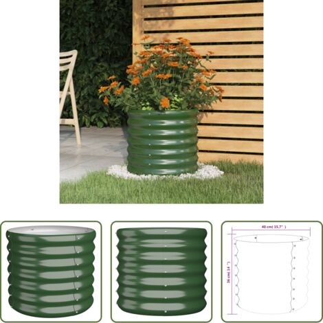 Fioriera -  Vaso da Giardino Acciaio Zincato 40x40x36 cm Verde