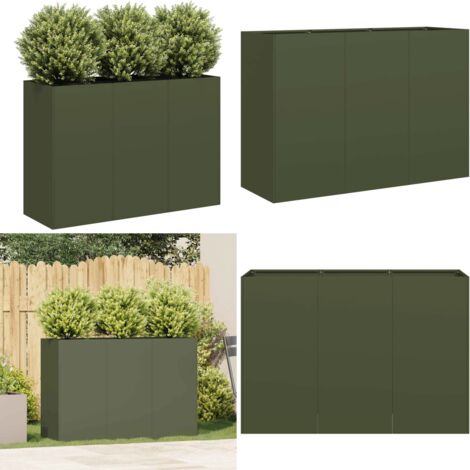 Fioriera Verde Oliva 120x40x80 cm in Acciaio Laminato a Freddo - Fioriera in acciaio - Fioriera per giardino