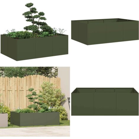 Fioriera Verde Oliva 120x80x40 cm in Acciaio - Fioriera esterna - Fioriera per giardino