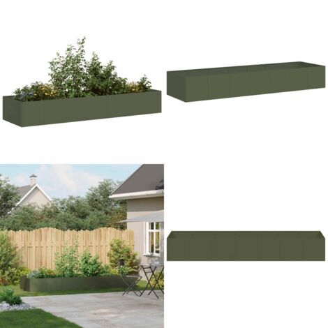 Fioriera Verde Oliva 280x80x40 cm in Acciaio - Fioriera esterna - Giardino