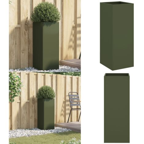 Fioriera Verde Oliva 32x29x75 cm in Acciaio - Fioriera verde oliva - Fioriera per giardino
