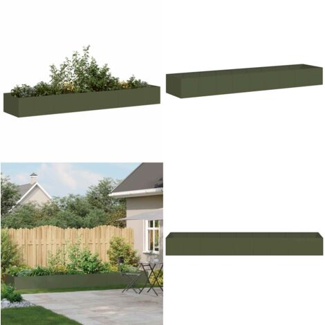 Fioriera Verde Oliva 360x80x40 cm in Acciaio - Fioriera esterna - Giardino