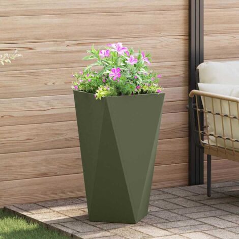 Fioriera Verde oliva 40 x 40 x 75 cm Acciaio vidaXL