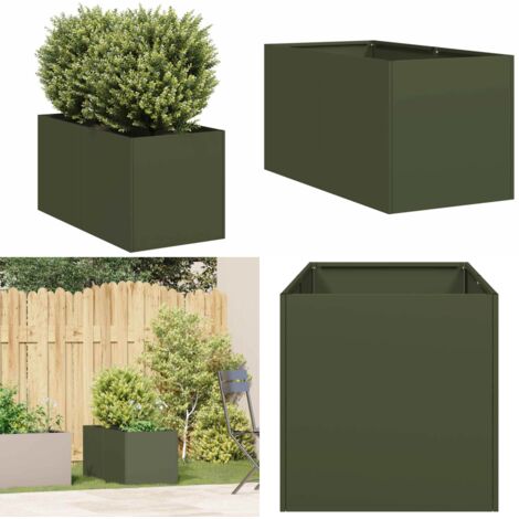 Fioriera Verde Oliva 40x80x40 cm in Acciaio Laminato a Freddo - Fioriera esterna - Giardino