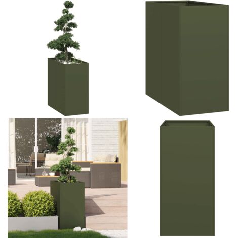 Fioriera Verde Oliva 40x80x80 cm in Acciaio - Fioriera esterna - Fioriera per giardino