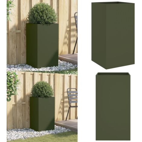 Fioriera Verde Oliva 42x38x75 cm in Acciaio - Fioriera verde oliva - Fioriera per giardino
