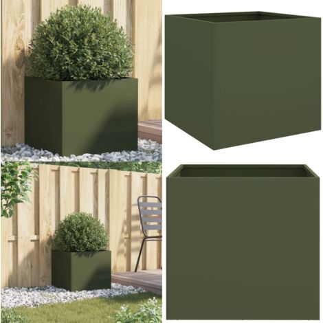 Fioriera Verde Oliva 42x40x39 cm in Acciaio - Fioriera verde oliva - Fioriera per giardino