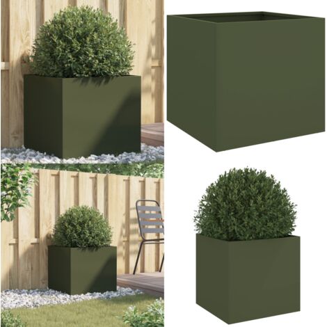 Fioriera Verde Oliva 49x47x46 cm in Acciaio - Fioriera verde oliva - Fioriera per giardino