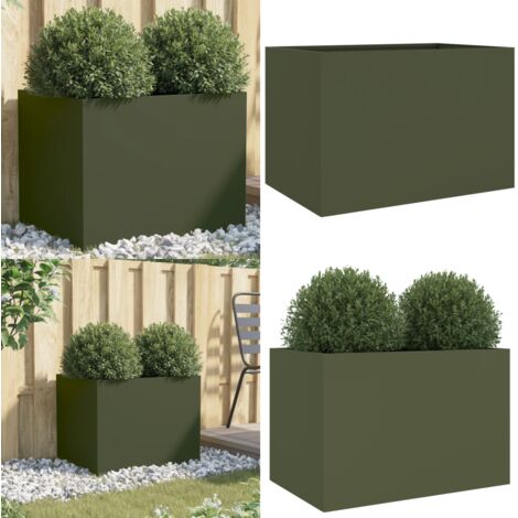 Fioriera Verde Oliva 62x47x46 cm in Acciaio - Fioriera verde oliva - Fioriera per giardino