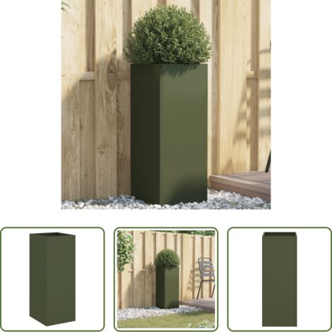 Fioriera verde oliva -  Fioriera Verde Oliva 32x29x75 cm in Acciaio