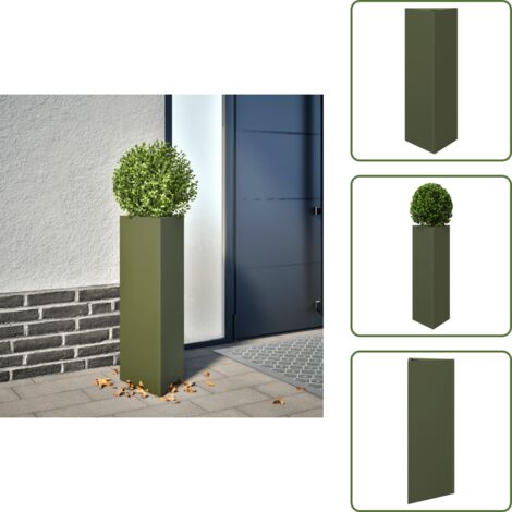 Fioriera verde oliva - vidaXL Fioriera da Giardino Verde Oliva Triangolare 30x26x75cm Acciaio - Fioriera da balcone