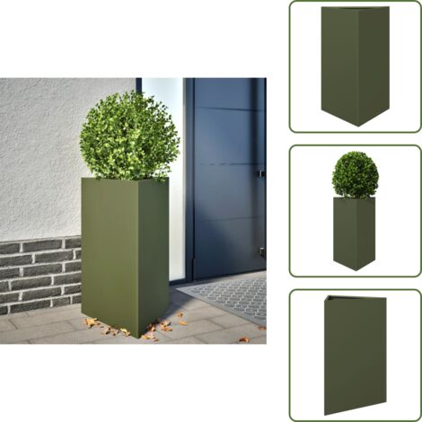 Fioriera verde oliva - vidaXL Fioriera da Giardino Verde Oliva Triangolare 50x43x75cm Acciaio - Fioriera da balcone